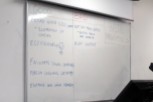 Whiteboard with good and bad use of PowerPoint